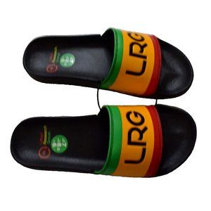 Lifted Research Group LRG Mens Rasta Stipe Black Slides Sandals Shoes New 7